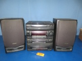 AIWA CD PLAYER, MULTIPLEX, CASSETT PLAYER AND SPEAKERS