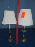 TWO BRASS LAMPS W SHADES