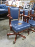 SIX NICE LEATHER TACKED & TUFTED  CHAIRS ON COASTERS-
