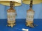 PAIR OF GLASS / BRASS LAMPS W/ SHADES