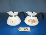 TWO 6CUP CORNINGWARE METAL PITCHERS