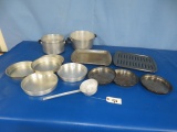 POTS AND PANS LOT- ALUMINUM AND MORE