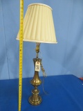 BRASS TABLE LAMP W /SHADE
