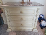 PAIR OF NIGHT STANDS -STONE TOP