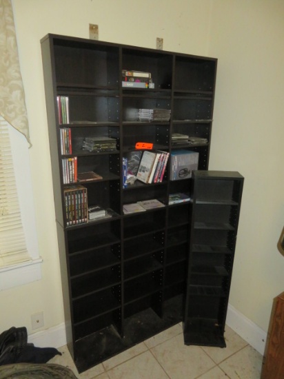 TWO DVD / CD CABINETS W/ ADJUSTABLE SHELVES AND CONTENTS