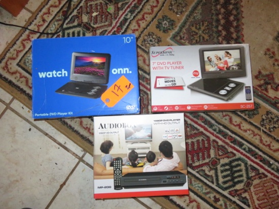 TWO DVD PLAYERS AND AUDIO BOX- STILL IN BOXES
