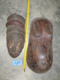 TWO AFRICAN WALL HANGING CARVED PC FROM THE IVORY COAST OF THE BAULE TRIBE