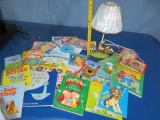 CHILDRENS BOOKS & CHILDS TABLE LAMP W/ SHADE