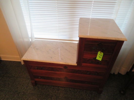 MARBLE TOP WALNUT CHEST