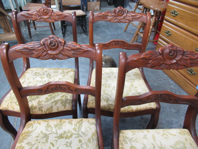 SET OF 4 CARVED ROSE BACK DINING CHAIRS Proxibid