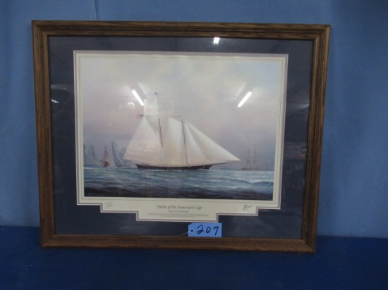 YACHTS OF AMERICANS CUP SIGNED BY ARTIST  30 X 24