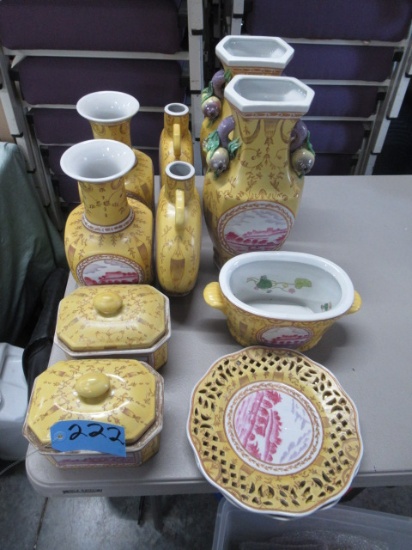 ORIENTAL COVERED DISHES AND VASES
