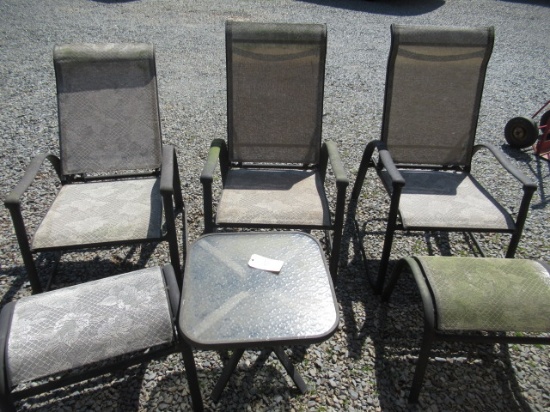 9 PCS. OUTDOOR PATIO SET- ALL CHAIRS RECLINE