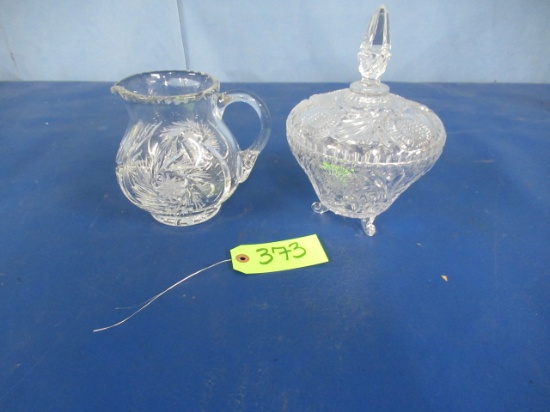 CANDY DISH AND GLASS PITCHER