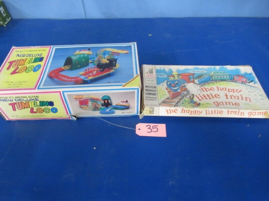 NEW DELUXE TUMBLING LOCO AND MILTON BRADLEY TRAIN GAME