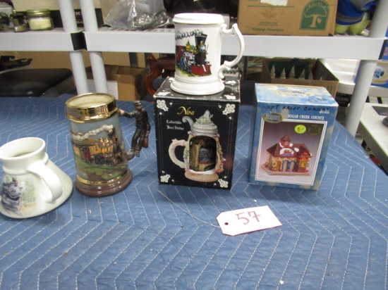 TRAIN STEINS, MUGS AND MISC.