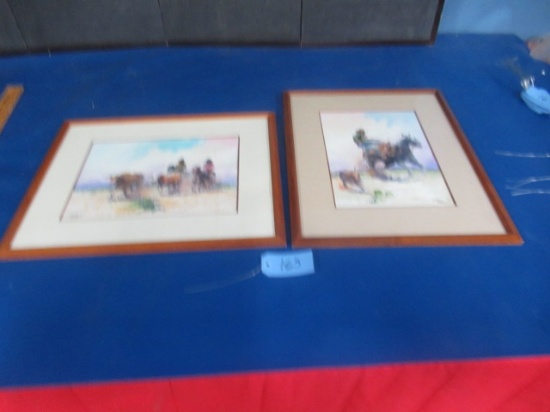 2 WESTERN PRINTS BY LORENZO  1995  17 X 21