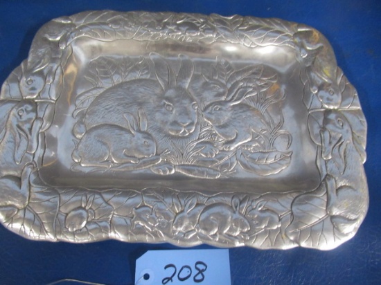 RABBIT TRAY SIGNED  18 X 13