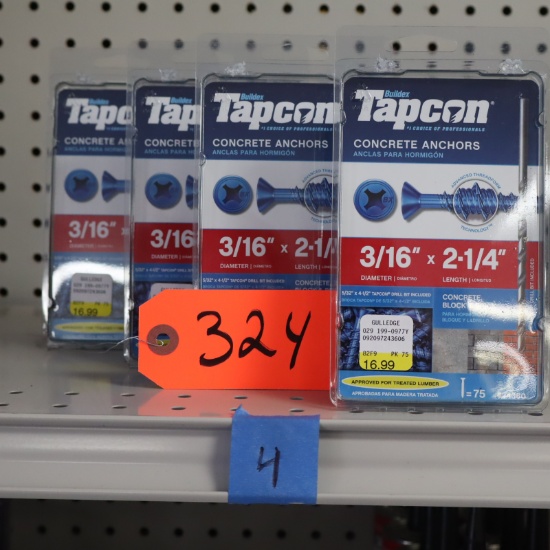 TAPCON 7 PCS.CONCRETE ANCHORS  3/16 X 2-1/4