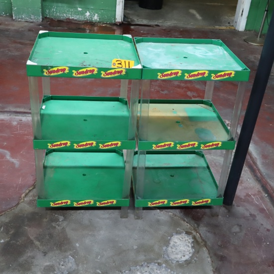 2 PLASTIC SUNDROP DRINK DISPLAY HELVES  18 X 18 X 34