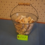 GLASS BUCKET W/ SEASHELLS
