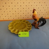 EGG PLATE AND ROOSTER
