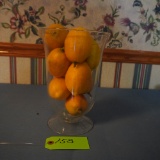 FAUX LEMONS IN GLASS CONTAINER