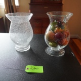 2 CRACKLE GLASS VASES  10 T