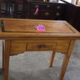 FOLDING KITCHEN TABLE W/ HAND PAINTED TOP