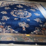 NICE AND CLEAN BLUE WOOL AREA RUG  9 X 13