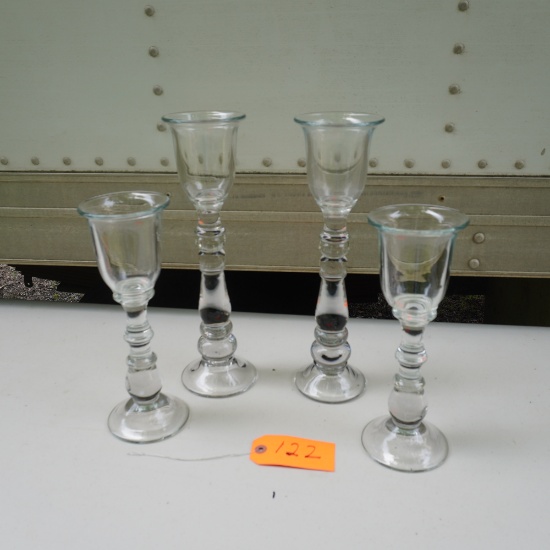 4 GLASS CANDLEHOLDERS  14 T