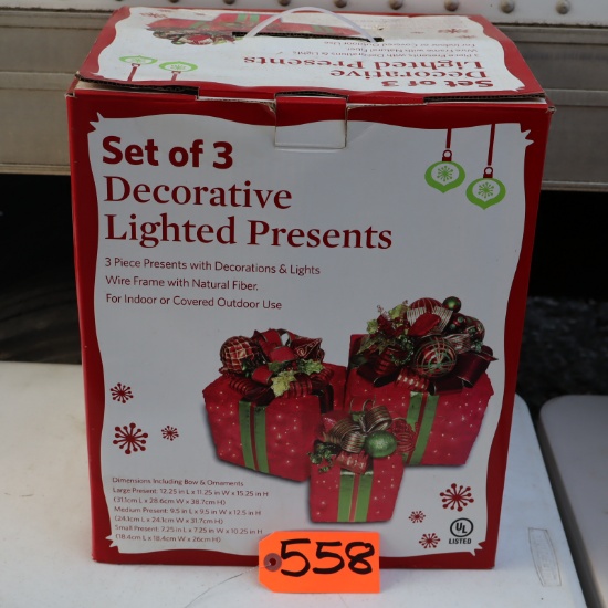 SET OF LIGHTED CHRISTMAS PRESENTS STILL IN BOX