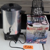 WEST BEND COFFEE URN AND BINJO CAGE