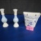 WALL HANGER AND PR OF CANDLE STICKS