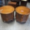 PAIR OF VINTAGE DRUM TABLES  26 X 23