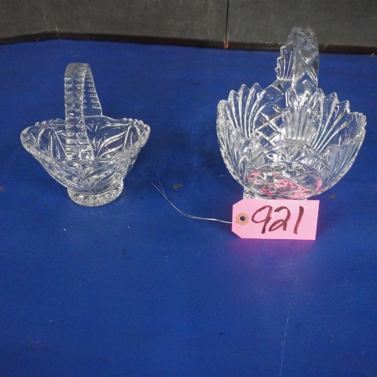 2 CUT GLASS BASKETS  7-9 T