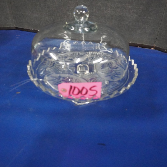 GLASS CAKE STAND AND COVER