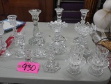 13 GLASS CANDLEHOLDERS  3-8t