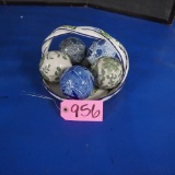CERAMIC ORNAMENTS IN BASKET