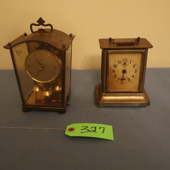 2 BRASS CLOCKS- ONE IS GERMAN SCHATZ