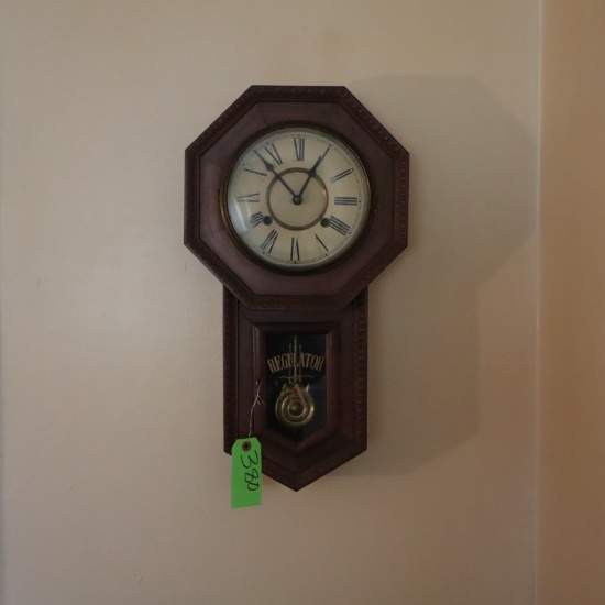regulator wall clock w/key and pendulum