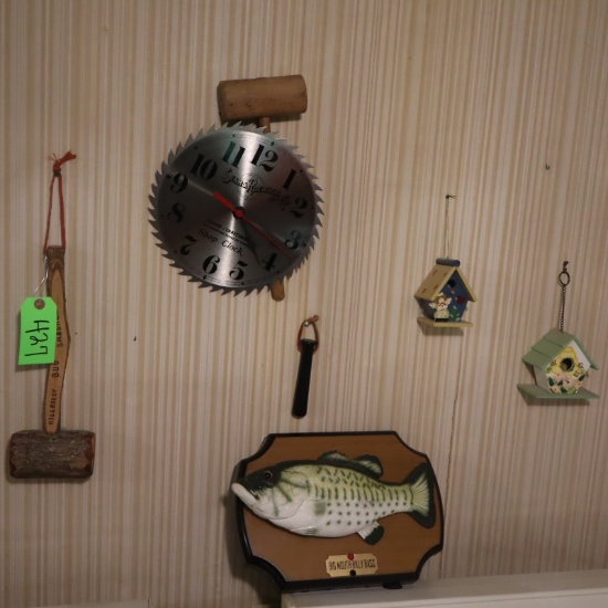 SAWBLADE CLOCK, BIRD HOUSES