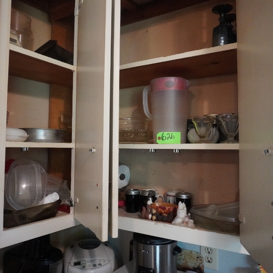 CONTENTS OF 6 UPPER KITCHEN CABINET