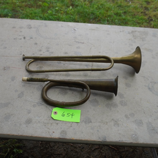 2 BRASS BUGLES  20 & 14"