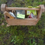 WOODEN TOOL BOX W/ OLD TOOLS