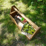 WOODEN TOOL TRAY W/ CHAINSAWS