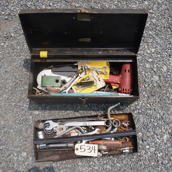 TOOL BOX W/ MISC. WRENCHES AND SOCKETS