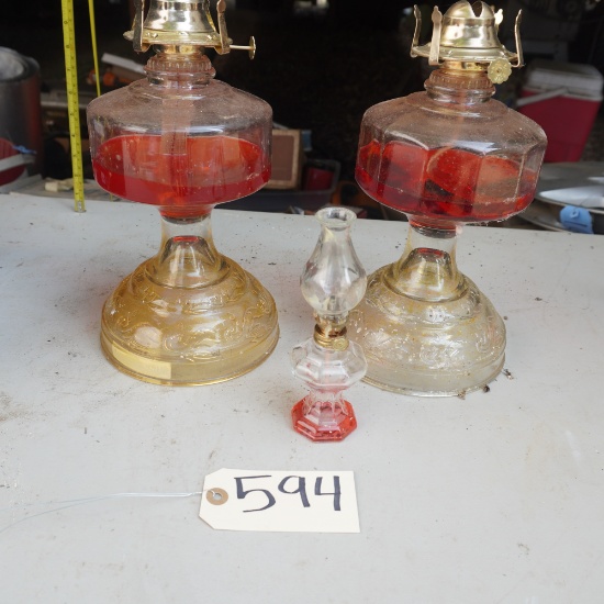 3 OIL LAMPS  10 & 6"