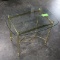 GLASS TOP BRASS TABLE  27 X 20 X 22
