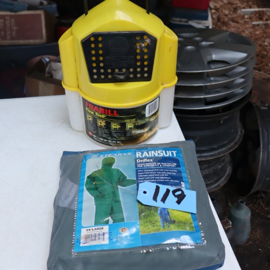 RAINSUIT AND MINNOW BUCKET